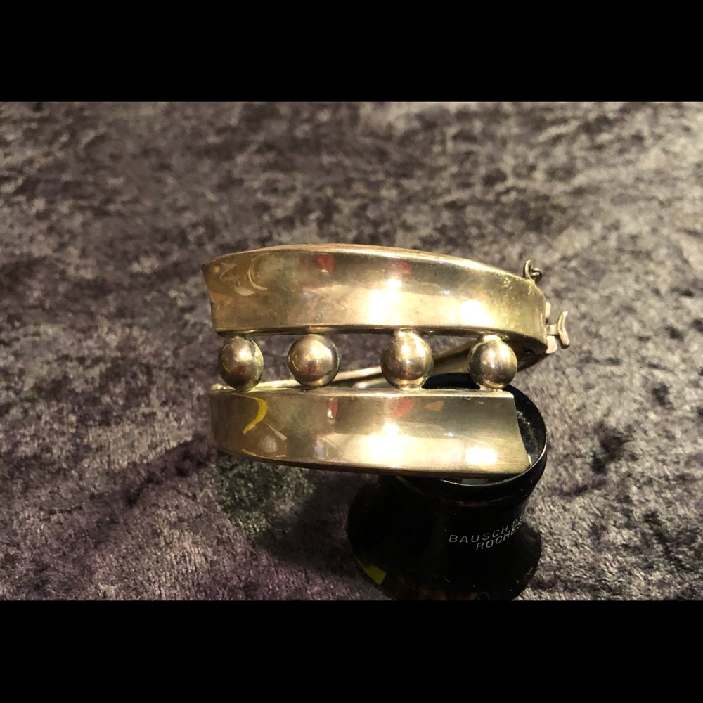 Vintage TAXCO Sterling Silver Bracelet, abstract- mod design, eagle stamp, EVC